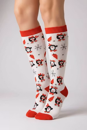 Jul stödstrumpa röd/vit