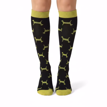 Svart/grön hund stödstrumpa