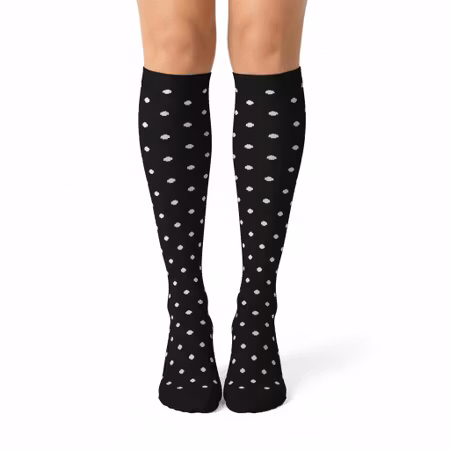 Stödstrumpa svart med detaljer