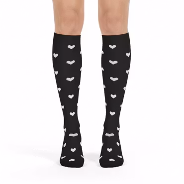 Stödstrumpa svart med hjärta