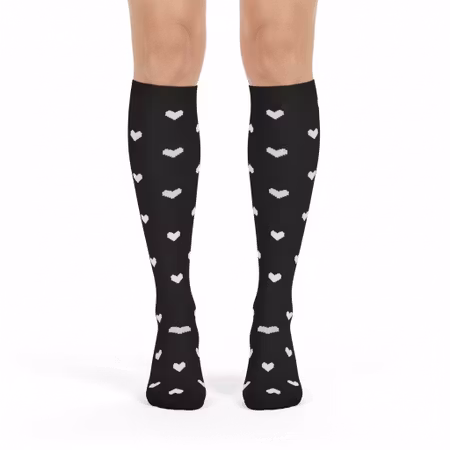 Stödstrumpa svart med hjärta