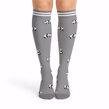 Stödstrumpa panda grå