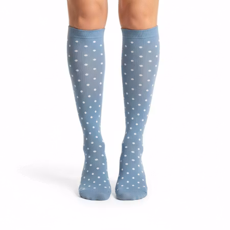Stödstrumpa ljusblå med detaljer
