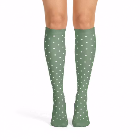 Stödstrumpa grön/turkos med detaljer