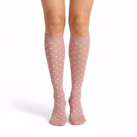 Stödstrumpa rosa med detaljer
