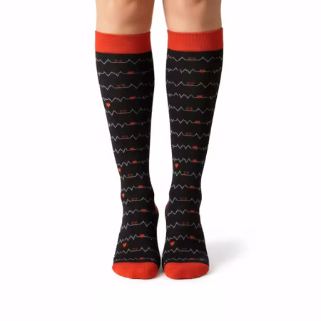 Svart hjärtfrekvens stödstrumpa