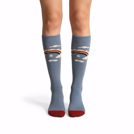 Ljusblå Regnbåge stödstrumpa