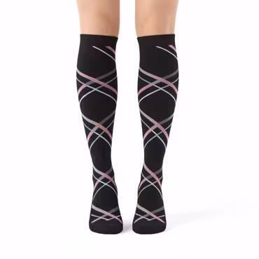 Stödstrumpa rosa randig