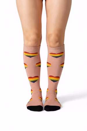 Rosa pride stödstrumpa