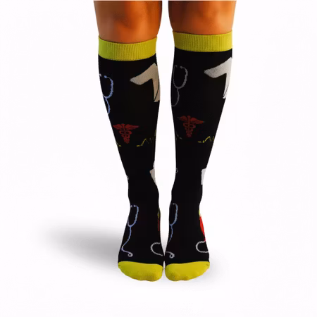 Stödstrumpa svart/grön