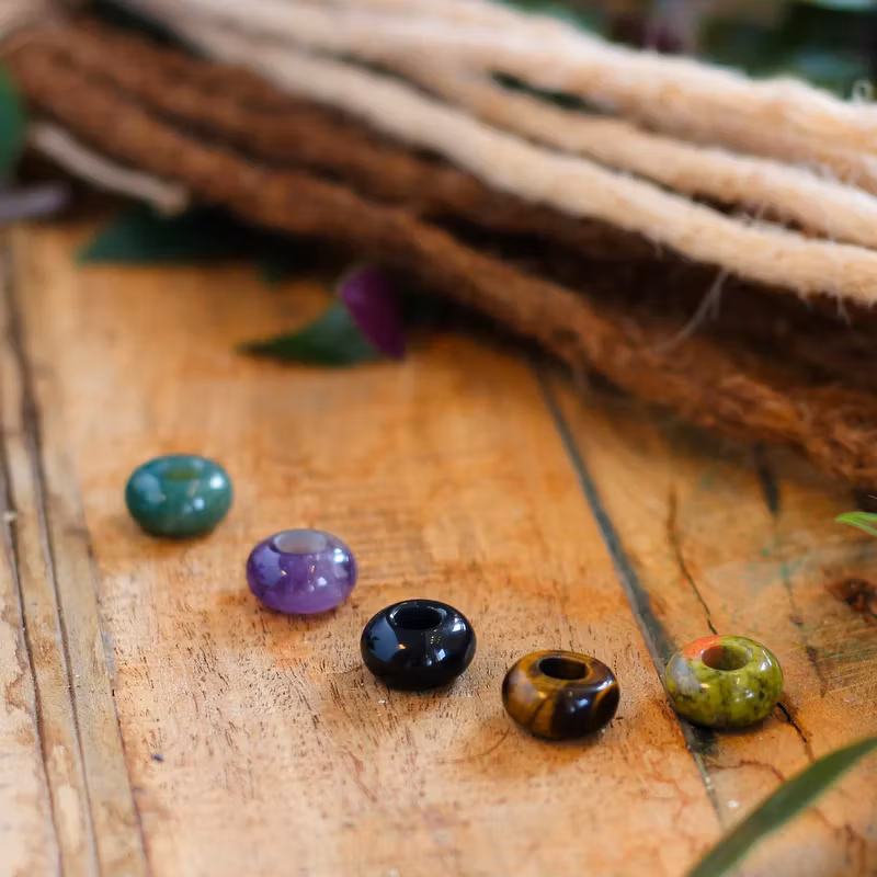 Grounding Energy Dread Crystal Bead Set of 5 - Raw Roots