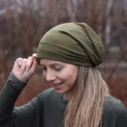 Thin Bamboo Satin Lined Bonnet Beanie - Raw Roots