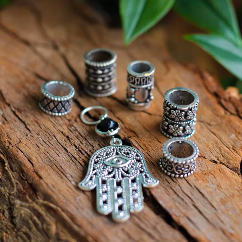 Hamsa Harmony Dreadlock Jewellery Set-Raw Roots
