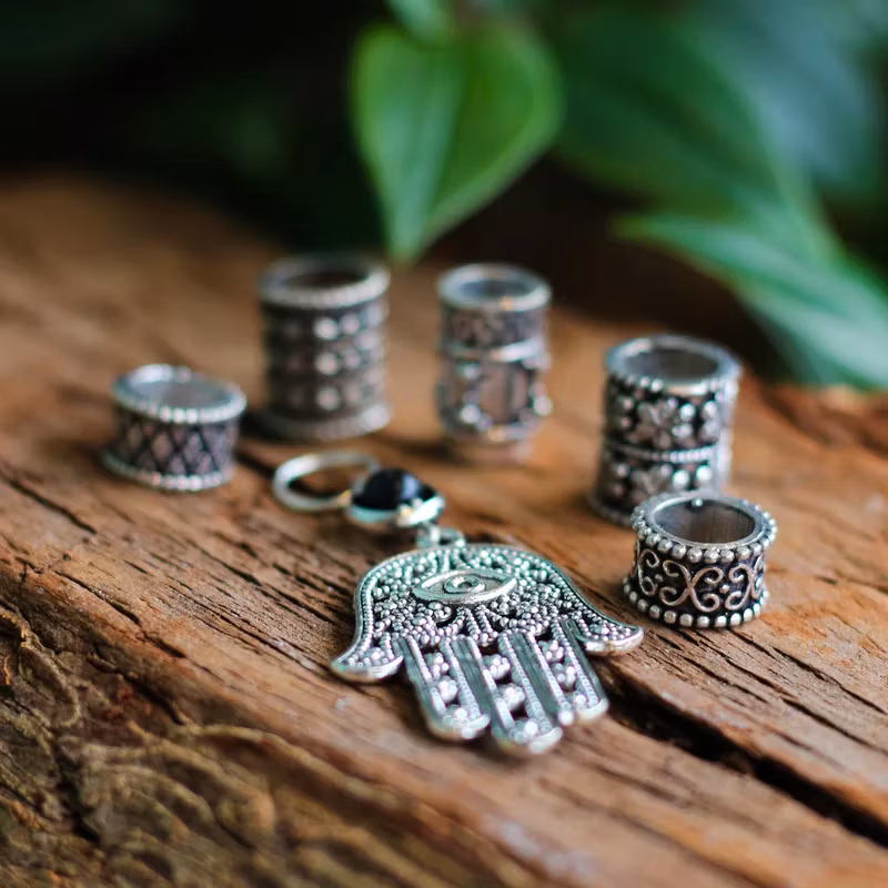 Hamsa Harmony Dreadlock Jewellery Set-Raw Roots