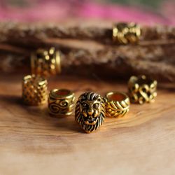 Lion Dread Pearl Mix Gold Dreadlock Jewellery-Raw Roots