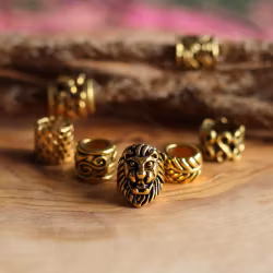Lion Dread Pearl Mix Gold Dreadlock Jewellery-Raw Roots