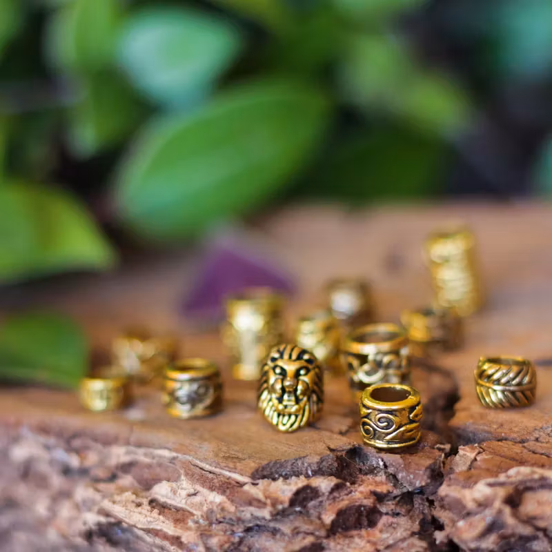 Lion Dread Pearl Mix Gold Dreadlock Jewellery-Raw Roots