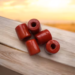 5 Handgjorda Opaque-Korallfärgade Glaspärlor.