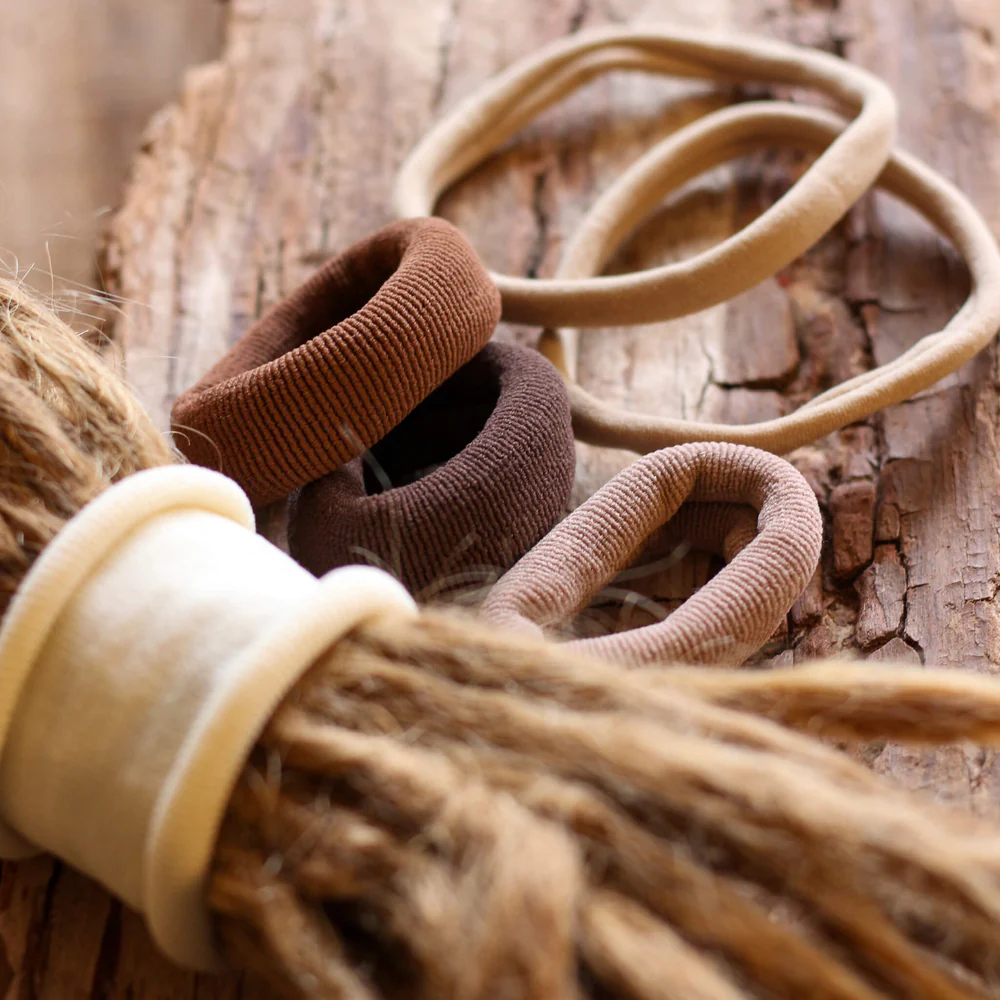 Brown Stretchy Dread Tie Set- Raw Roots
