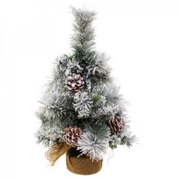 Träd med konstsnö och kottar. Höjd 50 cm
