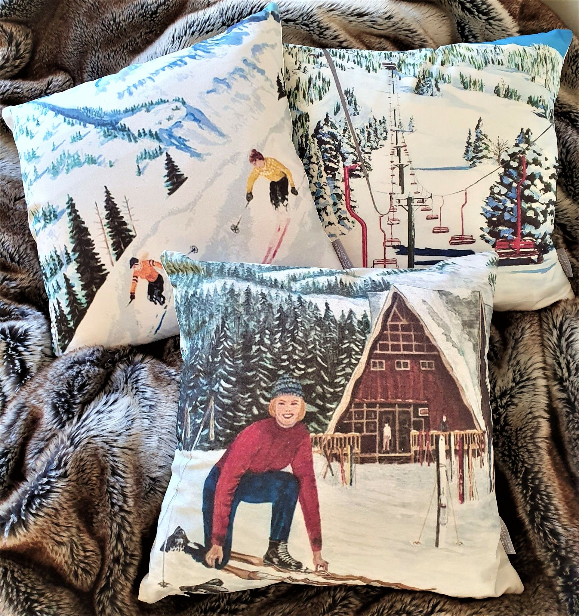 Retro skidkudde - nysnö på nordsidan