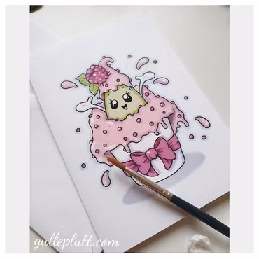 Grattiskort: Hallon Cupcake