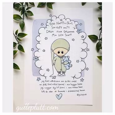 Barntavla: Godnatt min prins, med dikt