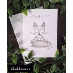 GRATTISKORT: Mamma/Pappa Räv, 2 ungar