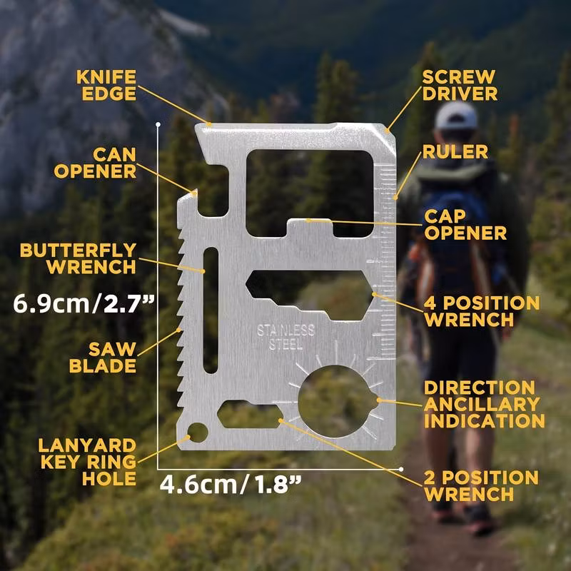 Credit Card Multitool - 11 Funktioner i rostfritt stål