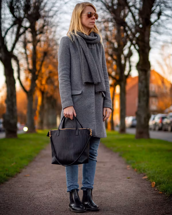New Tote Bag - Herringbone Leather w/ Zipper