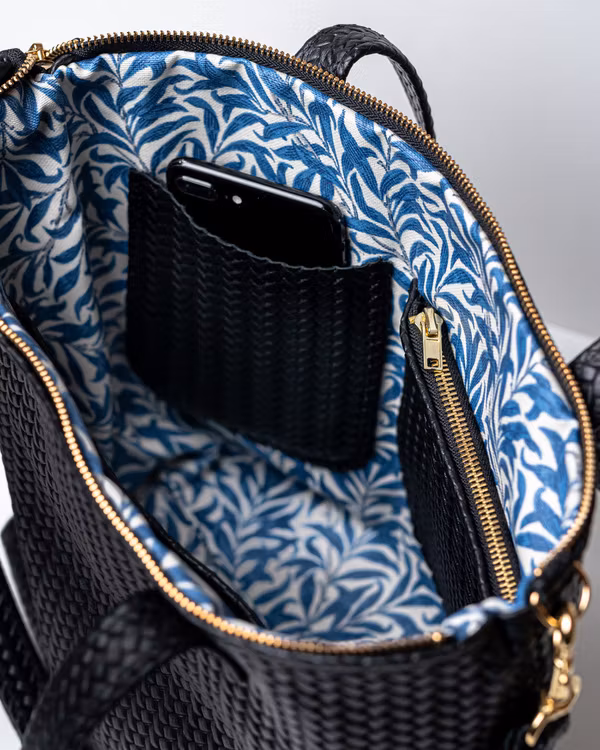 New Tote Bag - Herringbone Leather w/ Zipper
