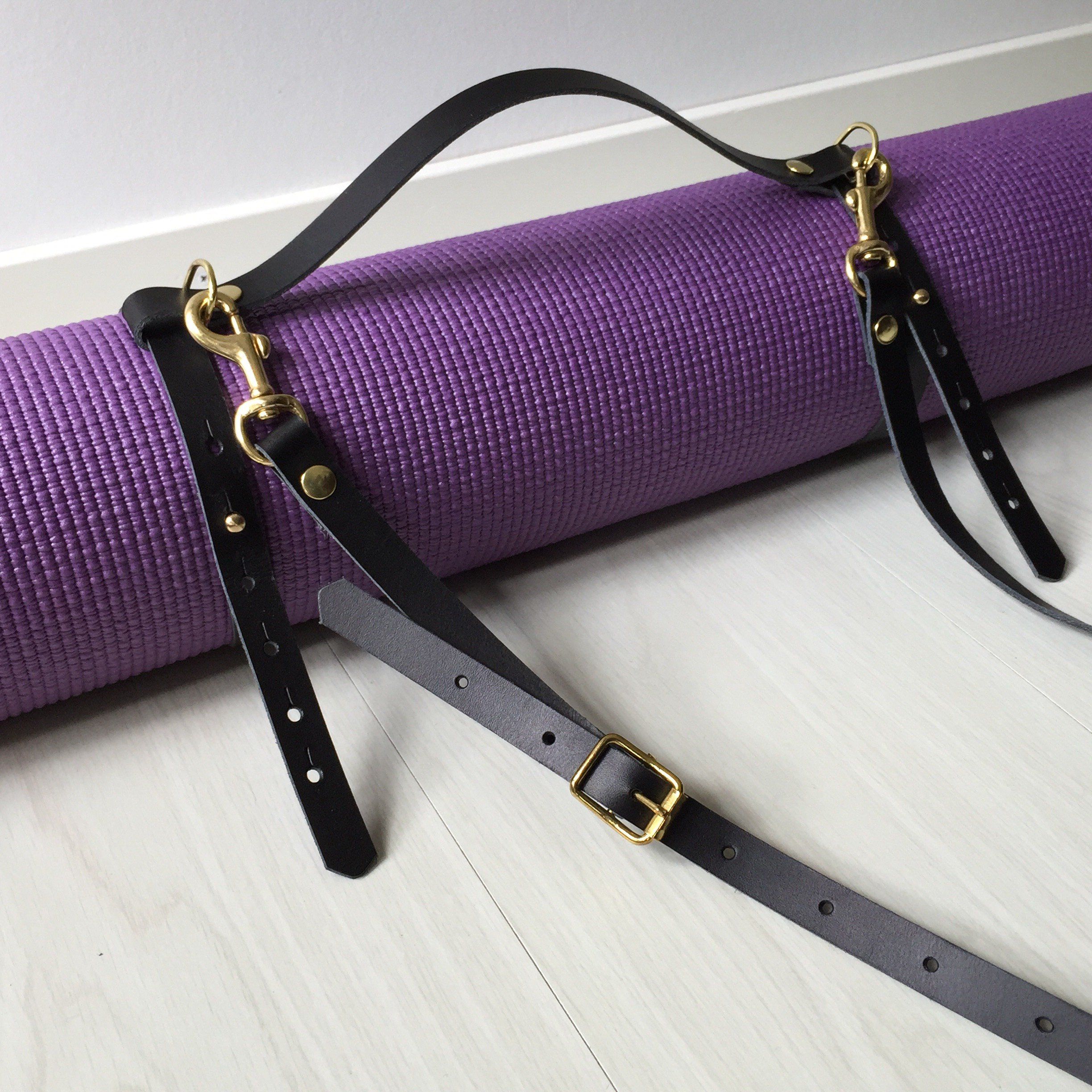 Yoga Mat Strap - Black Leather