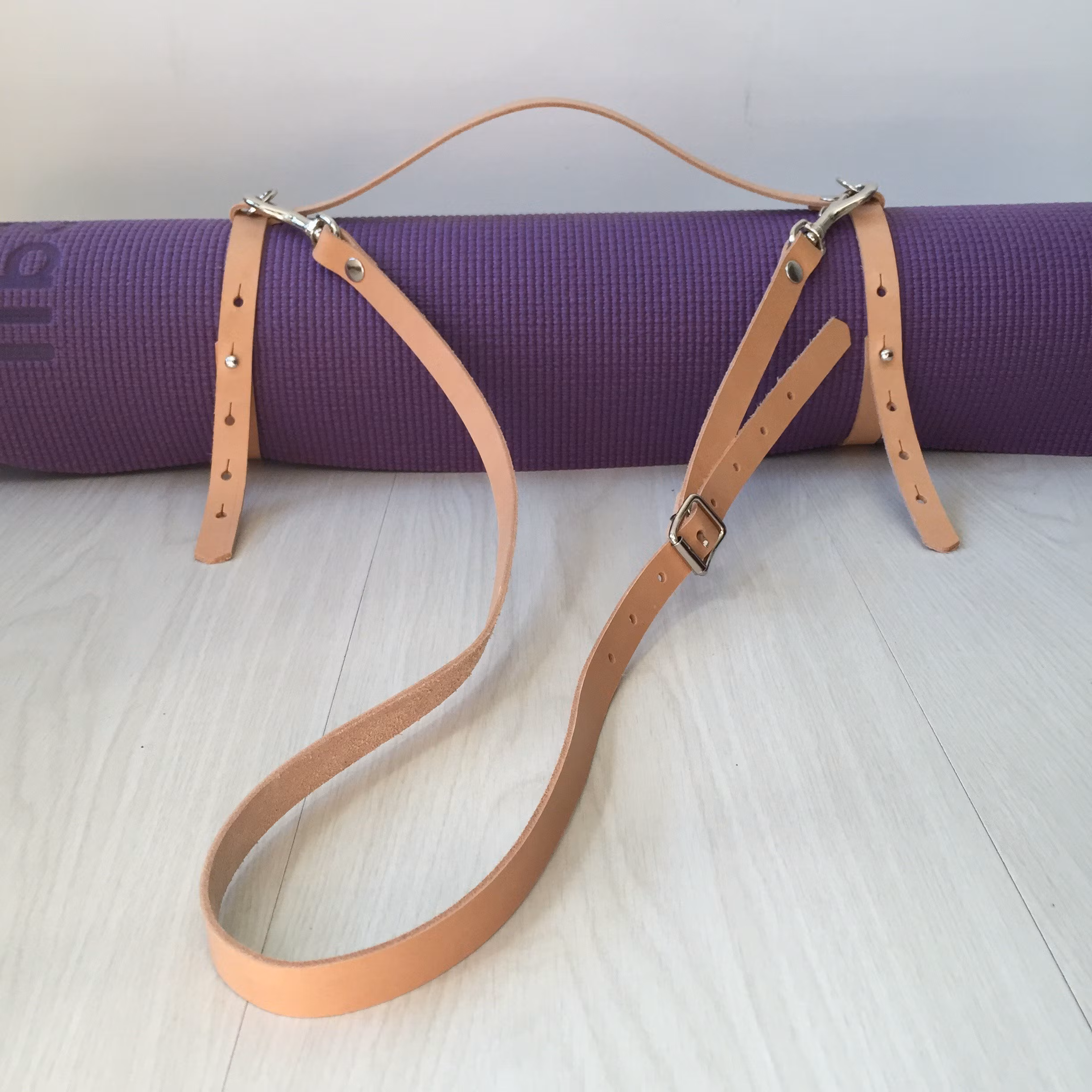 Yoga Mat Strap - Nude Leather