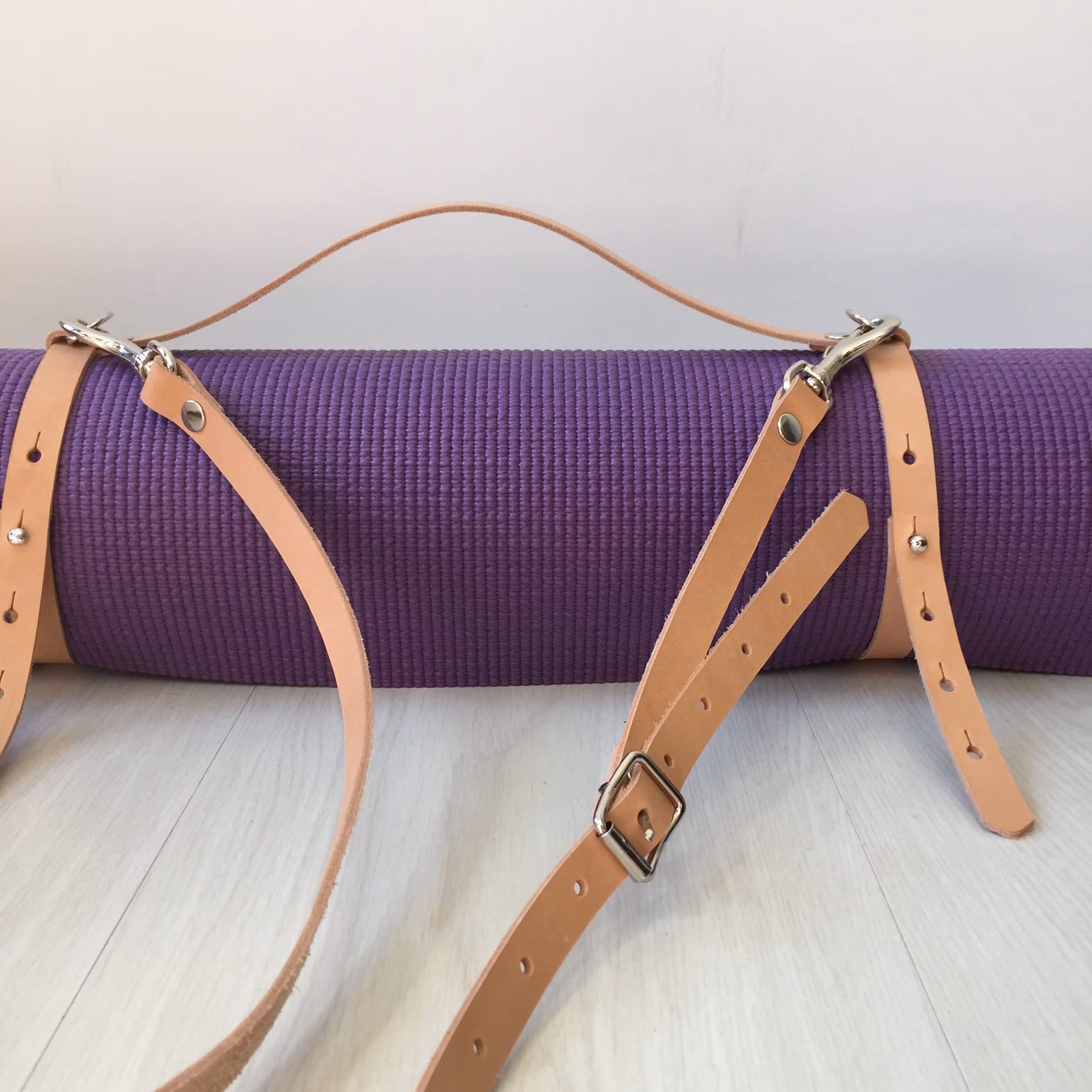 Yoga Mat Strap - Nude Leather