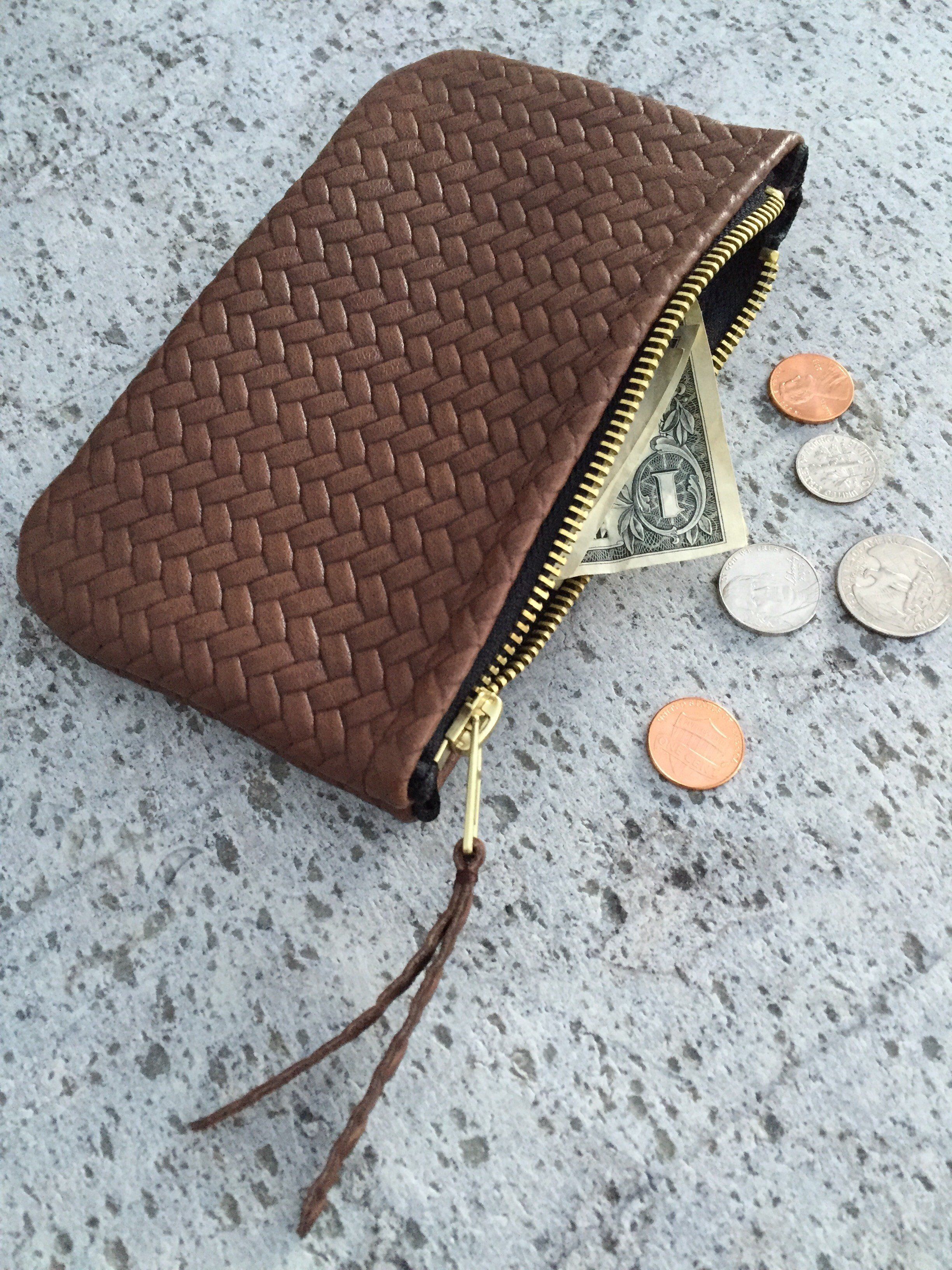 VIP iPhone Wallet - Herringbone Chocolate Brown Leather