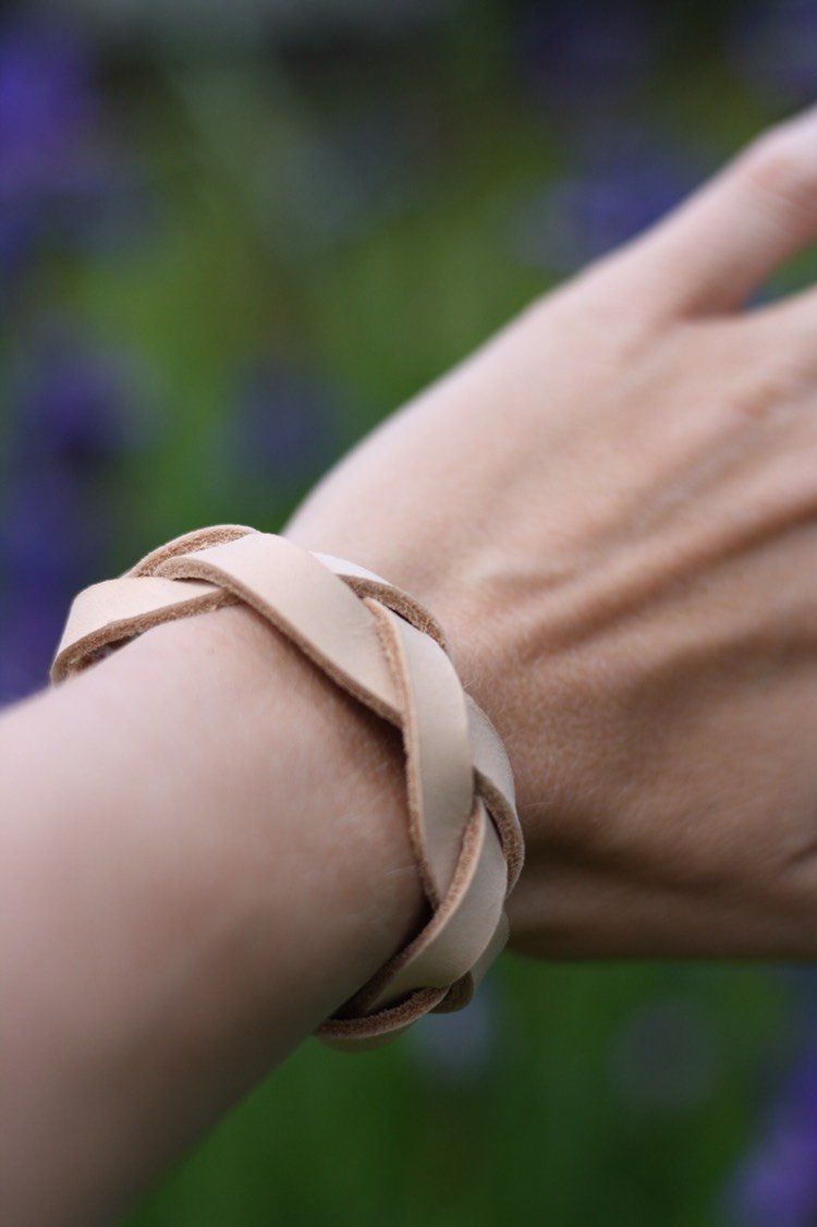 Tan Braided Leather Bracelet