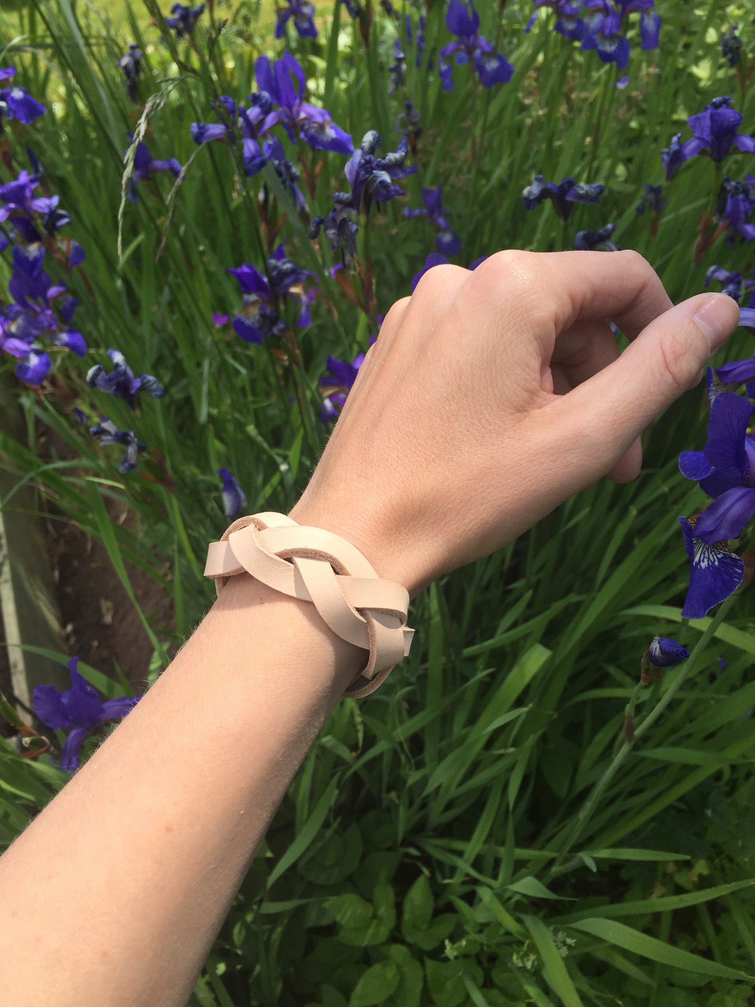 Tan Braided Leather Bracelet
