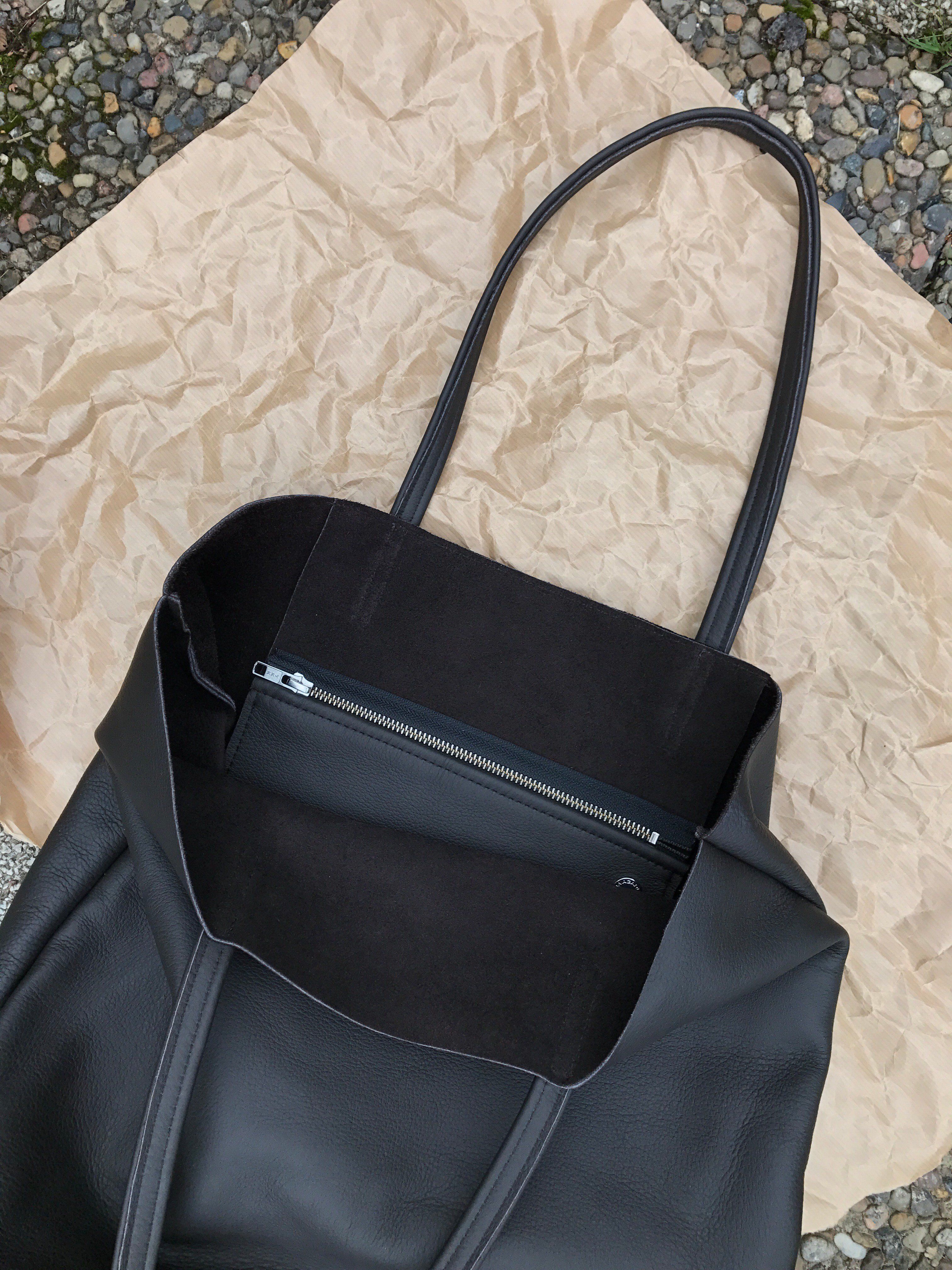 Raw Leather Tote Bag - Dark Chocolate Brown