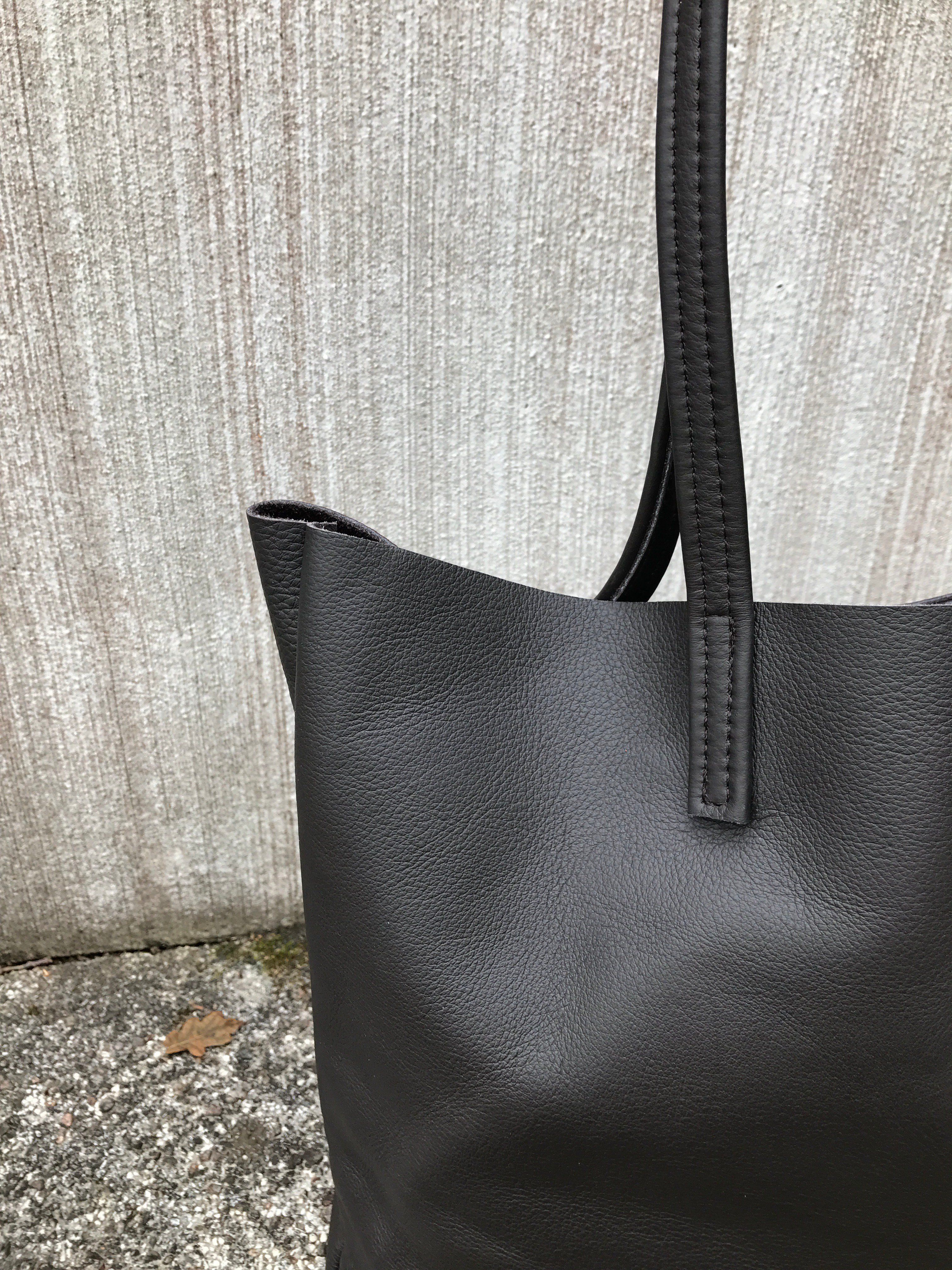 Raw Leather Tote Bag - Dark Chocolate Brown