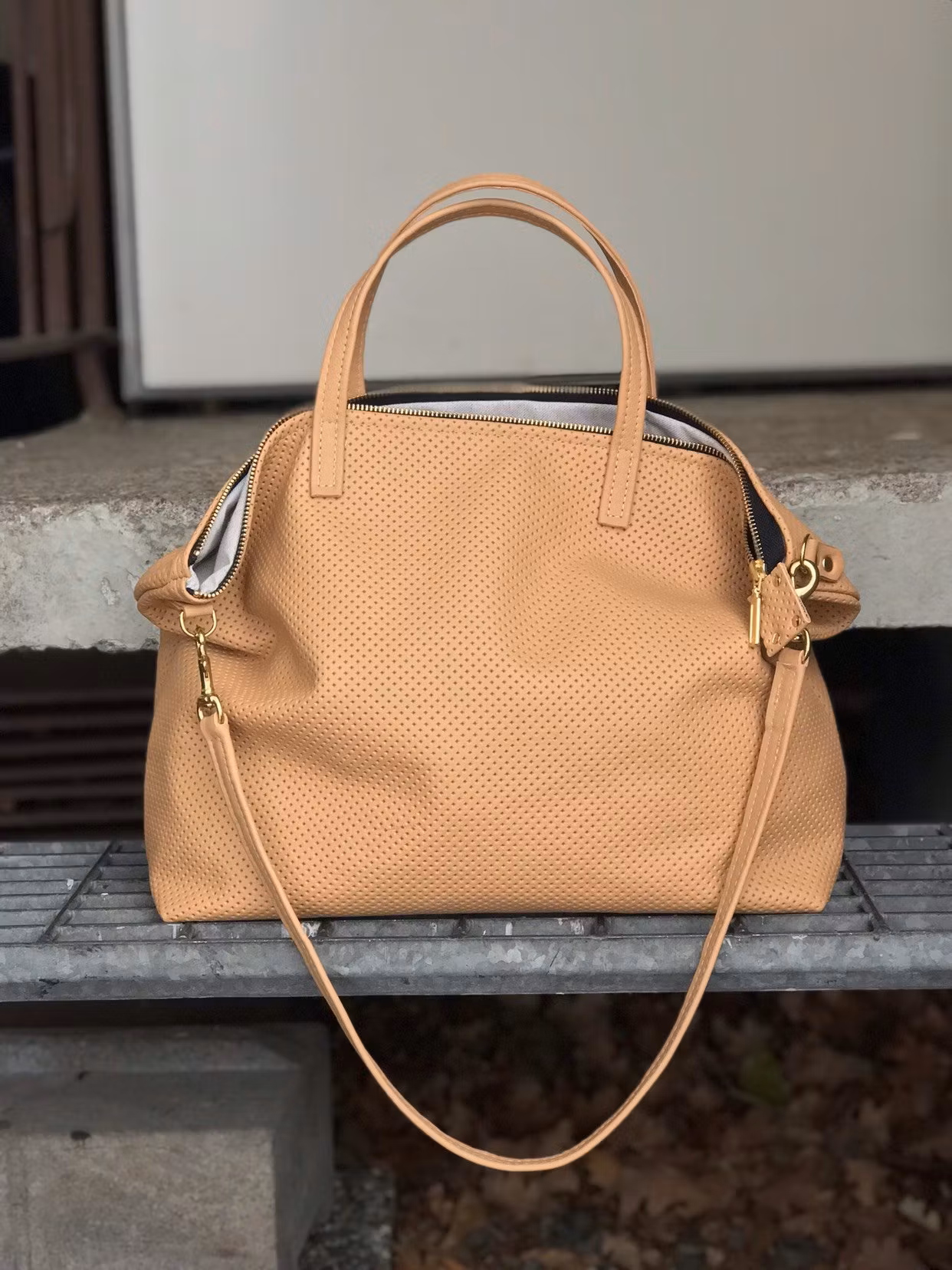 New Tote Bag - Nude Perforated & Brass
