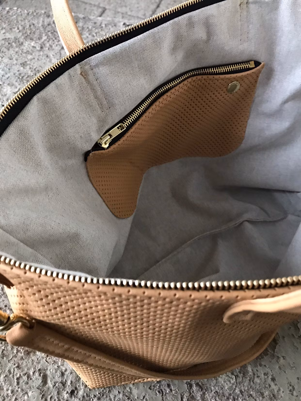 New Tote Bag - Nude Perforated & Brass