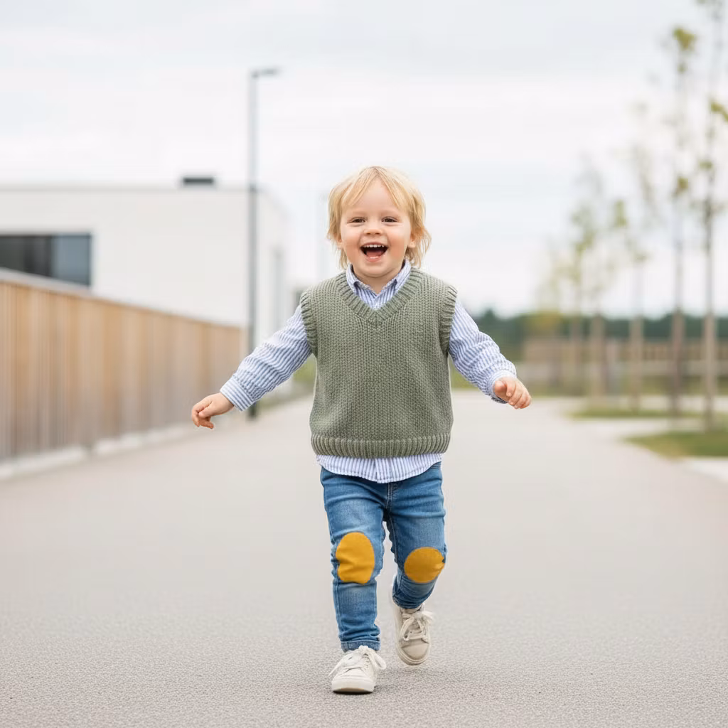 Barn med lagade kläder