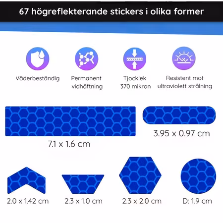 Reflexstickers Kit 67-pack – Premium dekaler för cykel, hjälm & barnvagn