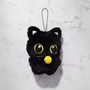 Big-eyed Black Cat with Bell