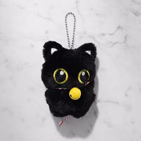 Big-eyed Black Cat with Bell
