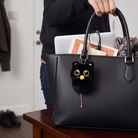 Big-eyed Black Cat with Bell Bag Charm