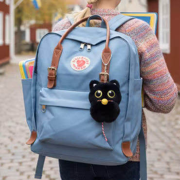 Big-eyed Black Cat with Bell