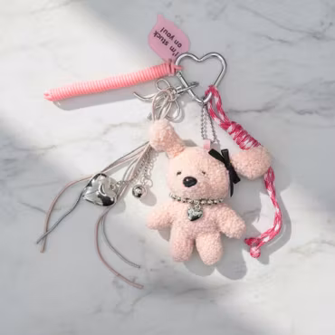 Pink Plush Bear med accessoarer Bag Charm