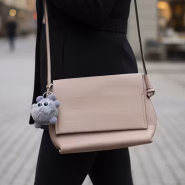 Fluffy Glasses Grey Bag Charm