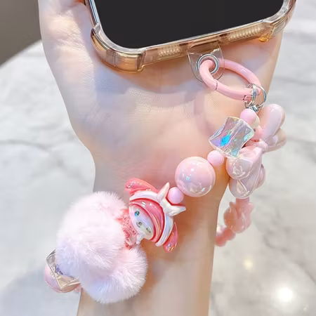 Pink My Melody Fluffy Bracelet – inkl strap holder Bag Charm